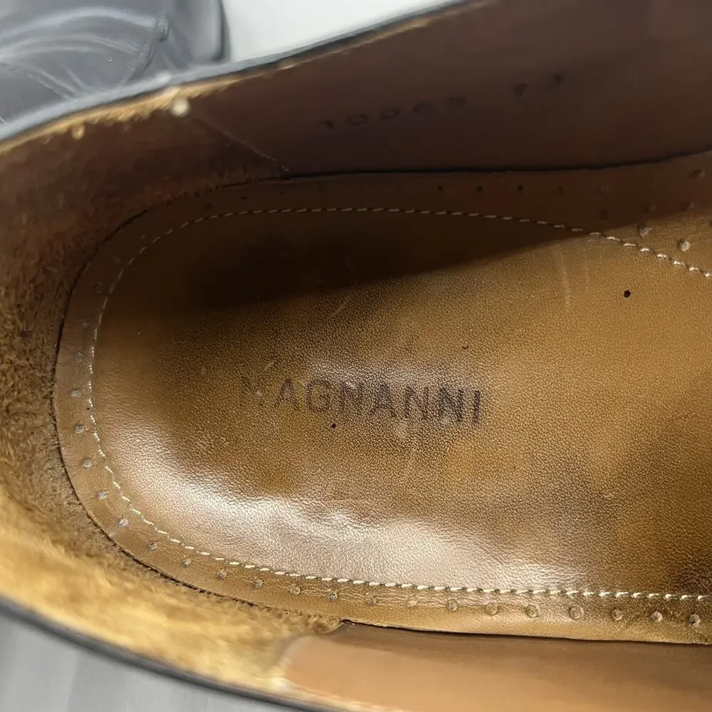 Magnanni Split Toe‎ Apron Oxford Men's Size 13 M Black Leather Comfort Low Shoes